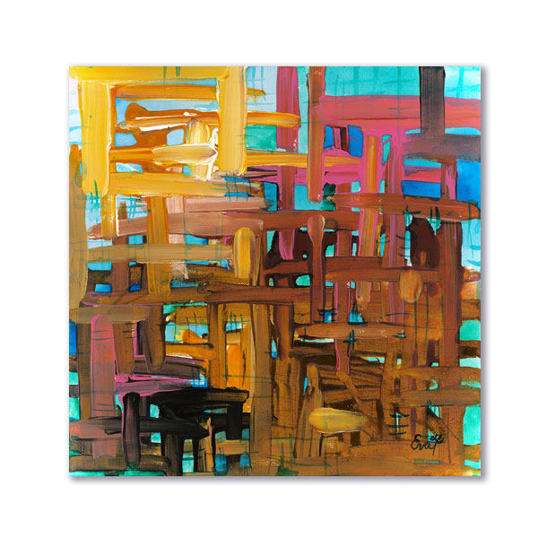Pink Brown Yellow Abstract - original painting
