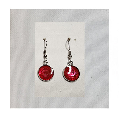 Wearable Art Earrings, One-of-a-kind (Dark-Red)