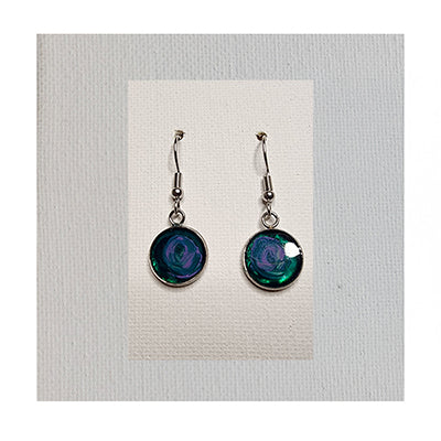 Wearable Art Earrings, One-of-a-kind (Dark-Teal / Lavender)