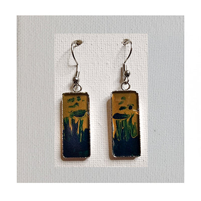 Wearable Art Earrings, One-of-a-kind (Dark-Teal / Raw Sienna)