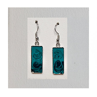 Wearable Art Earrings, One-of-a-kind (Dark-Teal / Light-Teal)