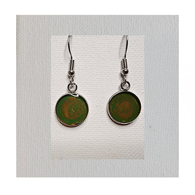 Wearable Art Earrings, One-of-a-kind (Green / Brown)