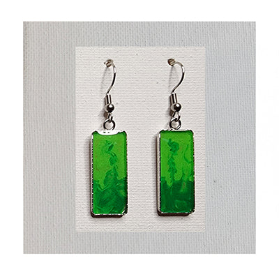 Wearable Art Earrings, One-of-a-kind (Light-Green / Medium-Green)