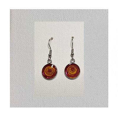 Wearable Art Earrings, One-of-a-kind (Magenta / Light-Orange)