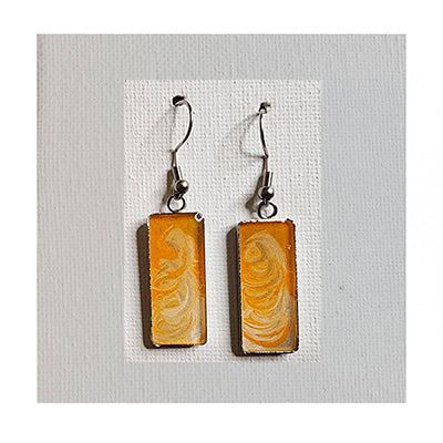 Wearable Art Earrings, One-of-a-kind (Tan / Orange)