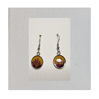 Wearable Art Earrings, One-of-a-kind (Purple / Yellow Ochre)