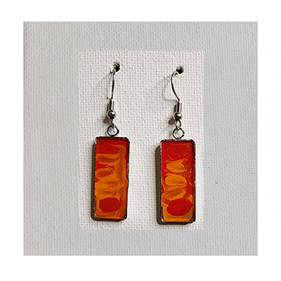 Wearable Art Earrings, One-of-a-kind (Red / Orange)