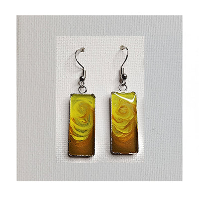 Wearable Art Earrings, One-of-a-kind (Yellow / Tan)